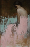 マーク・デンステッダー「Amy Seated」油彩　ボード　56×35cm