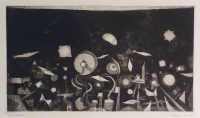 駒井哲郎 Tetsuro KOMAI 「芽生え」 1955年 アクアチント・エングレーヴィング 15.5×28.0cm サインあり