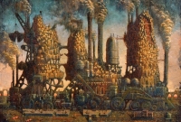 清水健太郎「鼓動の巣」（油彩)