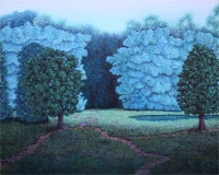 道源綾香「青いセーターを着て深呼吸」（油彩）