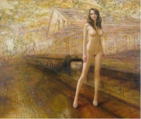 風景ガール Engraved(J.M.W.T.) キャンバス、油彩 Oil on canvas 60.6×72.7 cm 2011