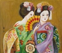 「二女性」 浦田愛子 (足で描く)神奈川県在住