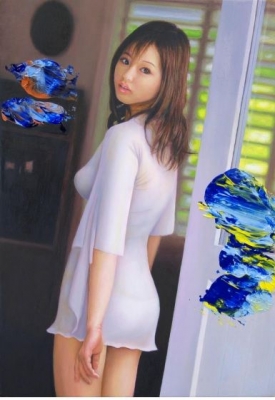 松山賢 「抽象画ある。彫りがある。」