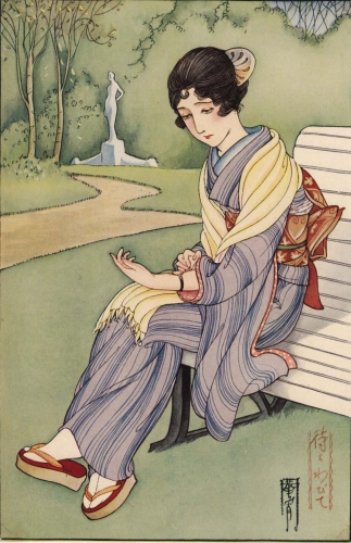 [待ちわびて]昭和4年頃 華宵便箋表紙絵