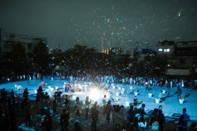 大巻伸嗣「Memorial Rebirth 千住 2014 太郎山」 