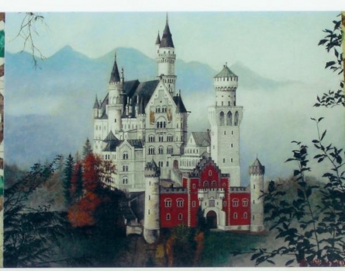 Schloß Neuschwanstein ノイシュヴァンシュタイン城 (油彩、2006年)